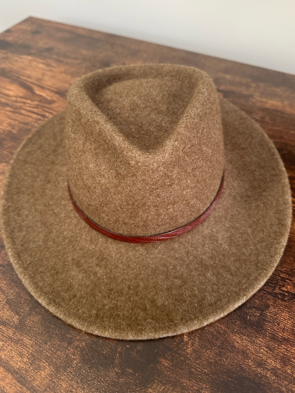 Vintage Dorfman Pacific 100% Wool Fedora Outback Hat Brown Leather Band - Picture 2 of 10